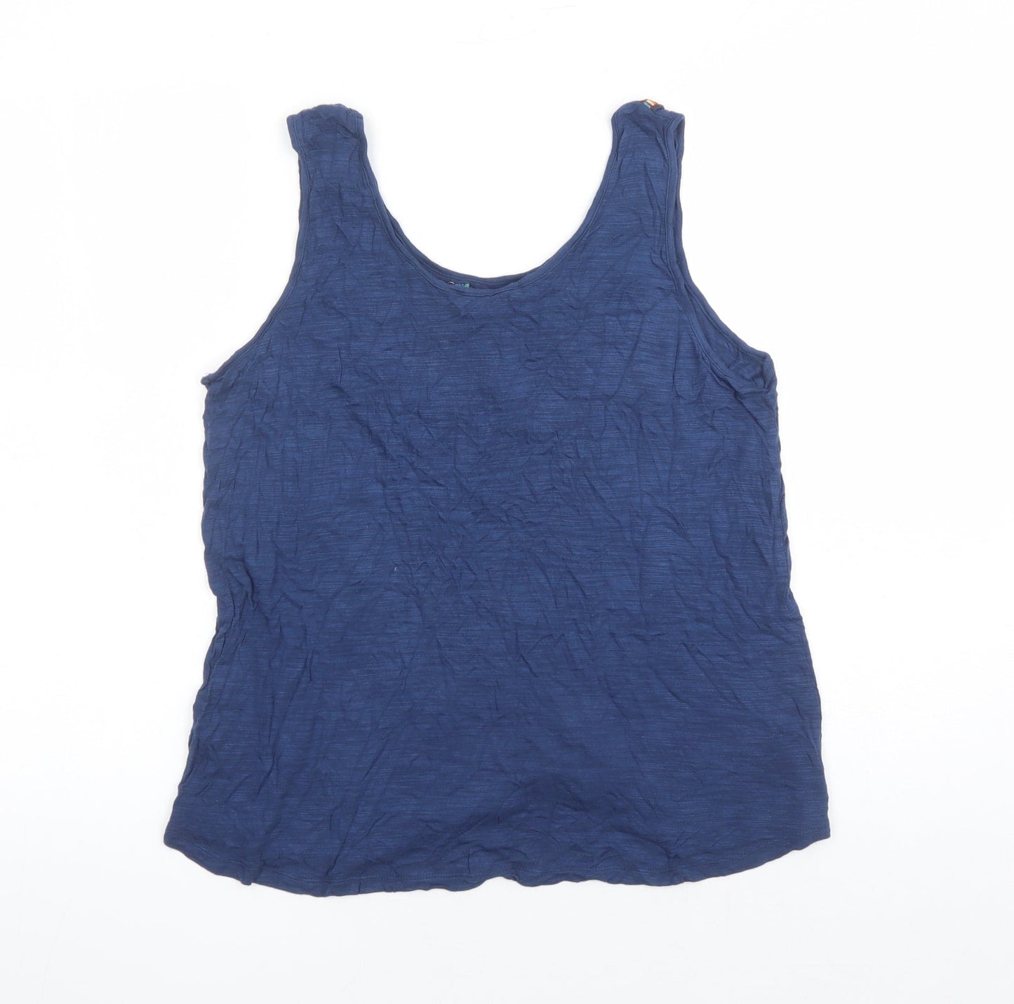 Cable & Gauge Womens Blue Viscose Basic Tank Size XL Round Neck - Embroidered Detail