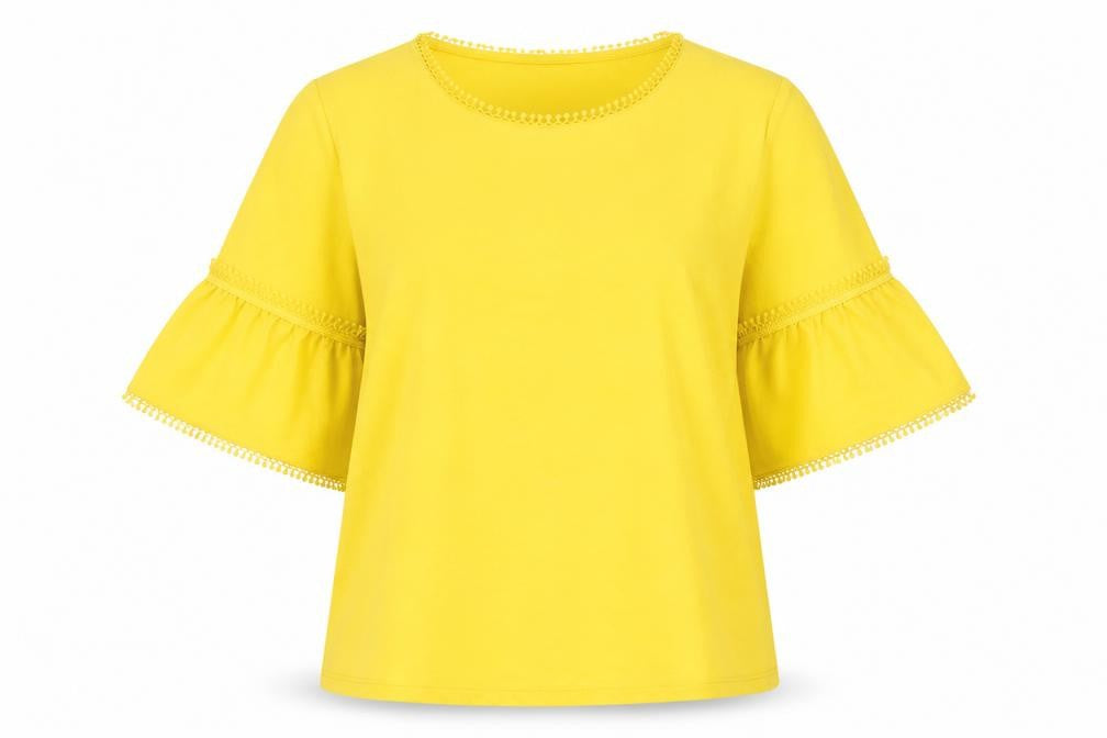 Per Una Womens Yellow Polyester Basic Blouse Size 14 Round Neck