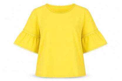Per Una Womens Yellow Polyester Basic Blouse Size 14 Round Neck