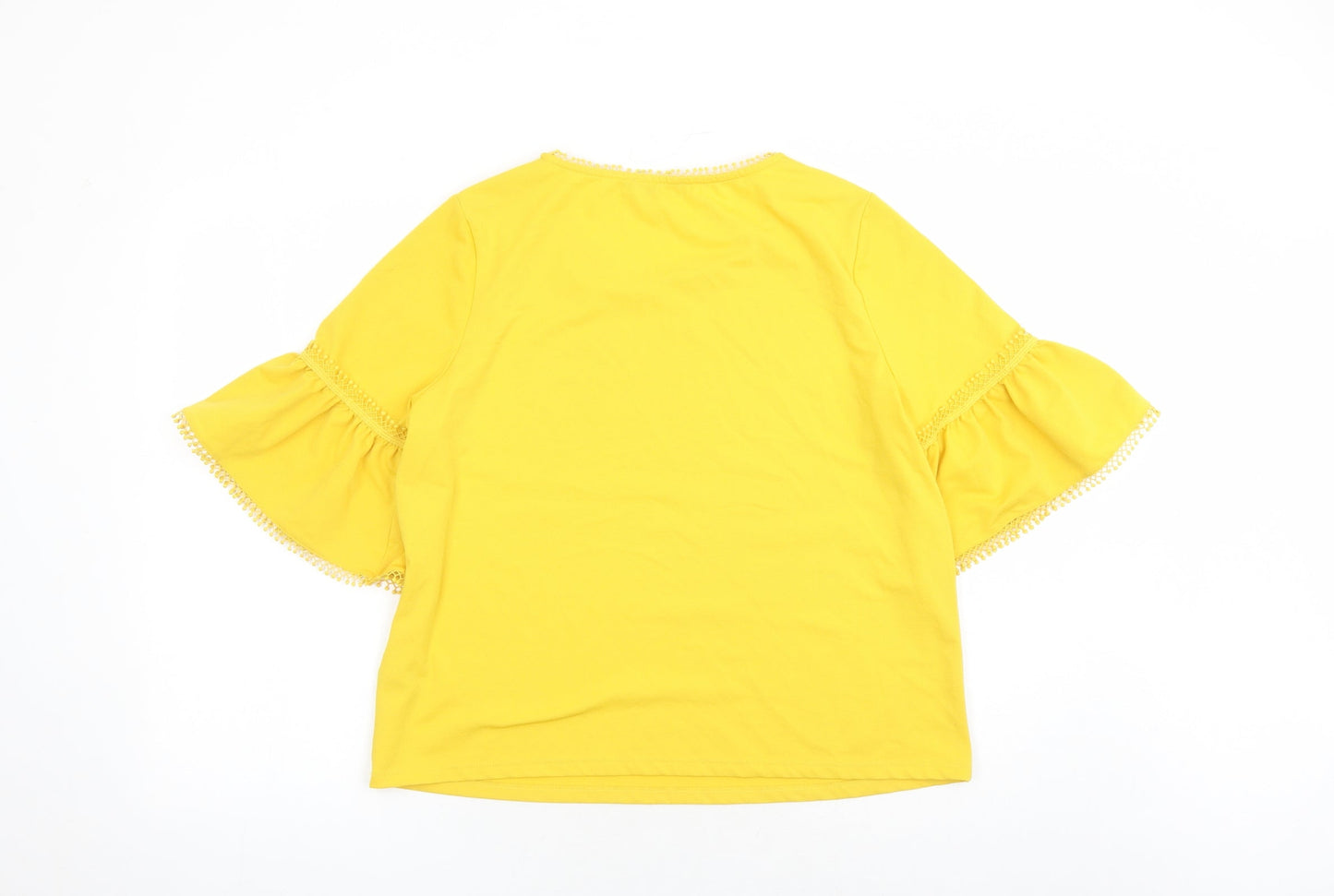 Per Una Womens Yellow Polyester Basic Blouse Size 14 Round Neck