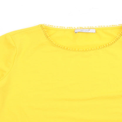 Per Una Womens Yellow Polyester Basic Blouse Size 14 Round Neck