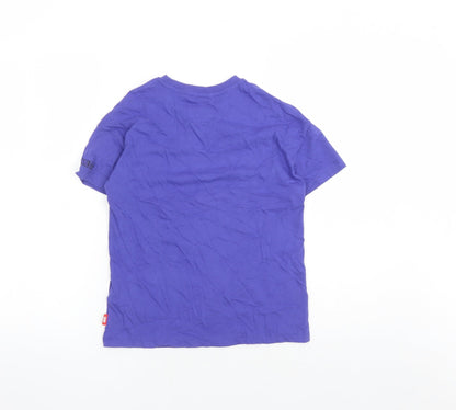 Back view of Marks & Spencer girls’ purple cotton basic t-shirt, size 10-11, years crew neck pullover - marvel