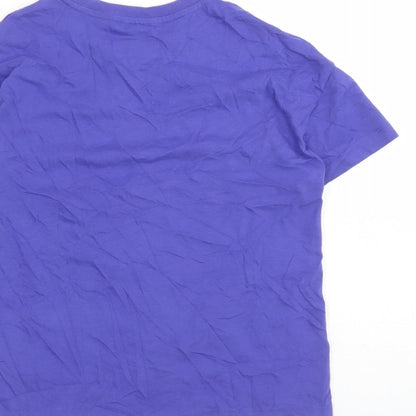 Brand and care label for Marks & Spencer girls’ purple cotton basic t-shirt, size 10-11, years crew neck pullover - marvel