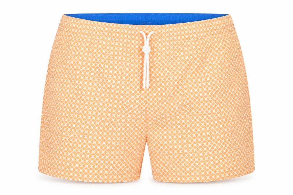 Marks & Spencer Mens Orange Geometric Polyester Sweat Shorts Size 3XL L6 in Regular Drawstring - Elasticated Waist Swim Shorts Pockets