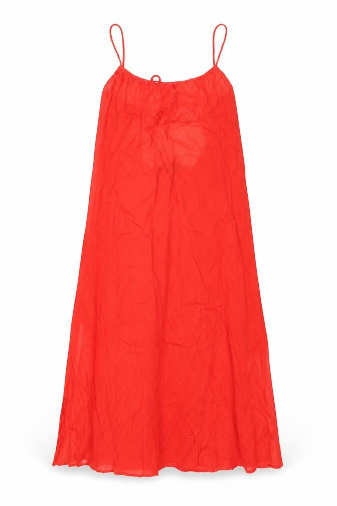 Marks & Spencer Womens Red Cotton Cover Up Size 8 - Dress Open Back Tie Semi Sheer