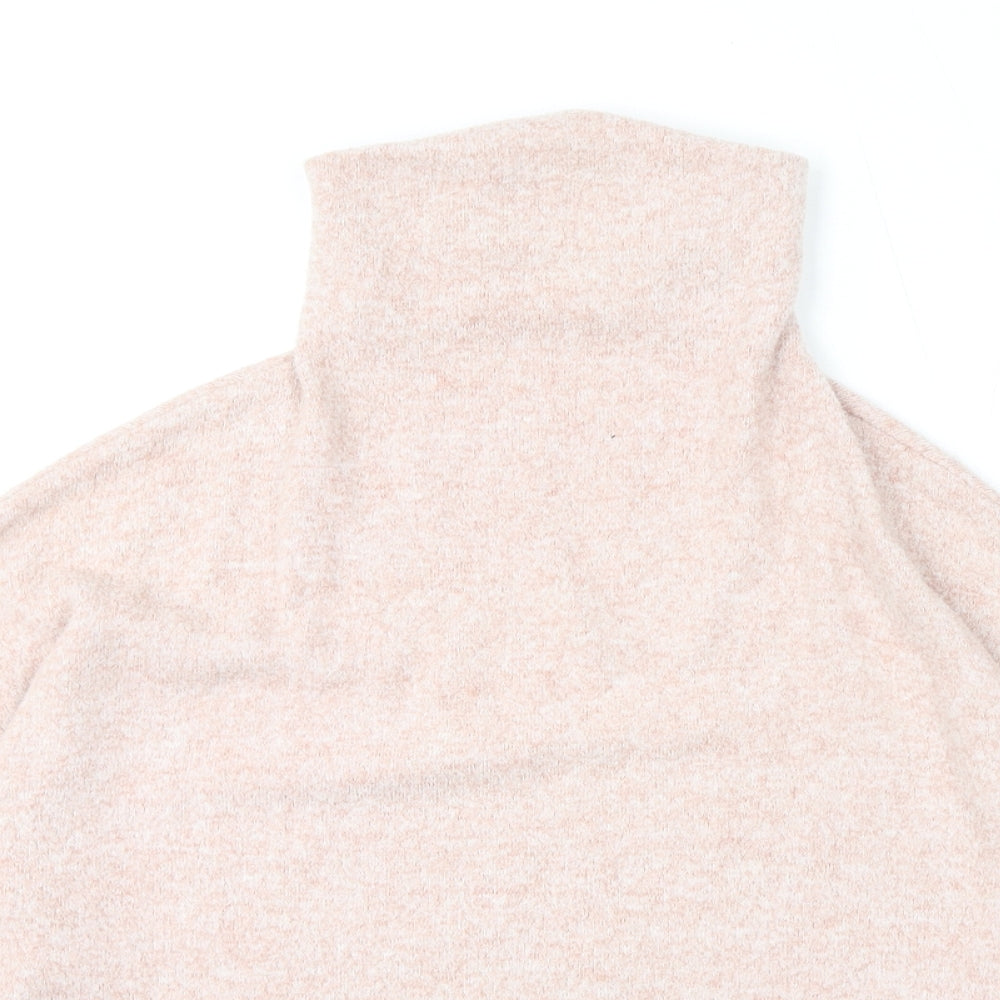 Stradivarius Womens Pink Mock Neck Viscose Pullover Jumper Size M
