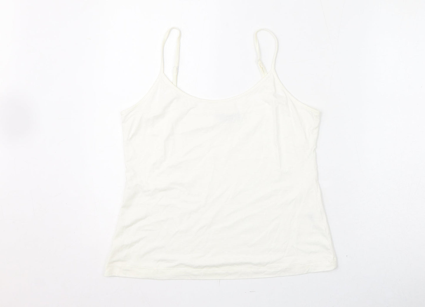 Per Una Womens White Viscose Camisole Tank Size 14 Scoop Neck