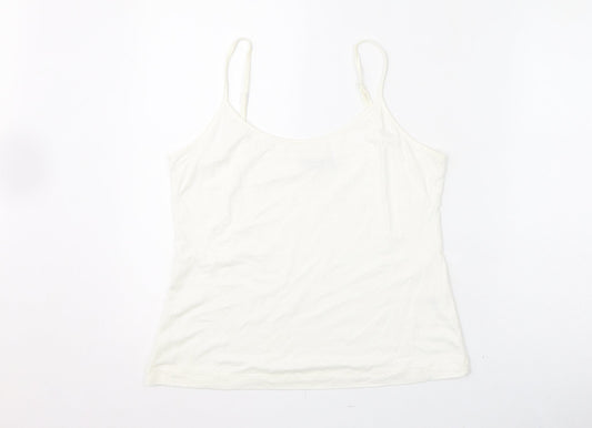 Per Una Womens White Viscose Camisole Tank Size 14 Scoop Neck