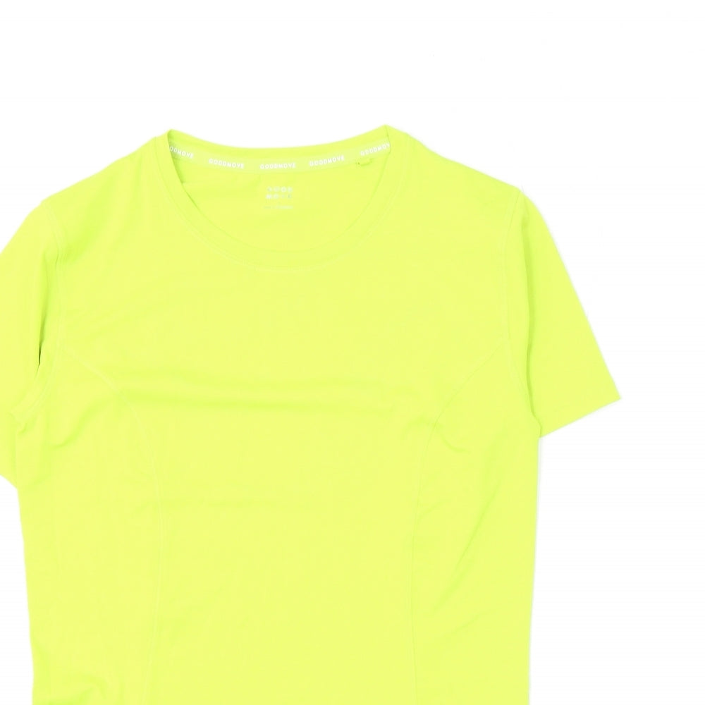 Goodmove Womens Green Polyester Basic T-Shirt Size 6 Round Neck Pullover