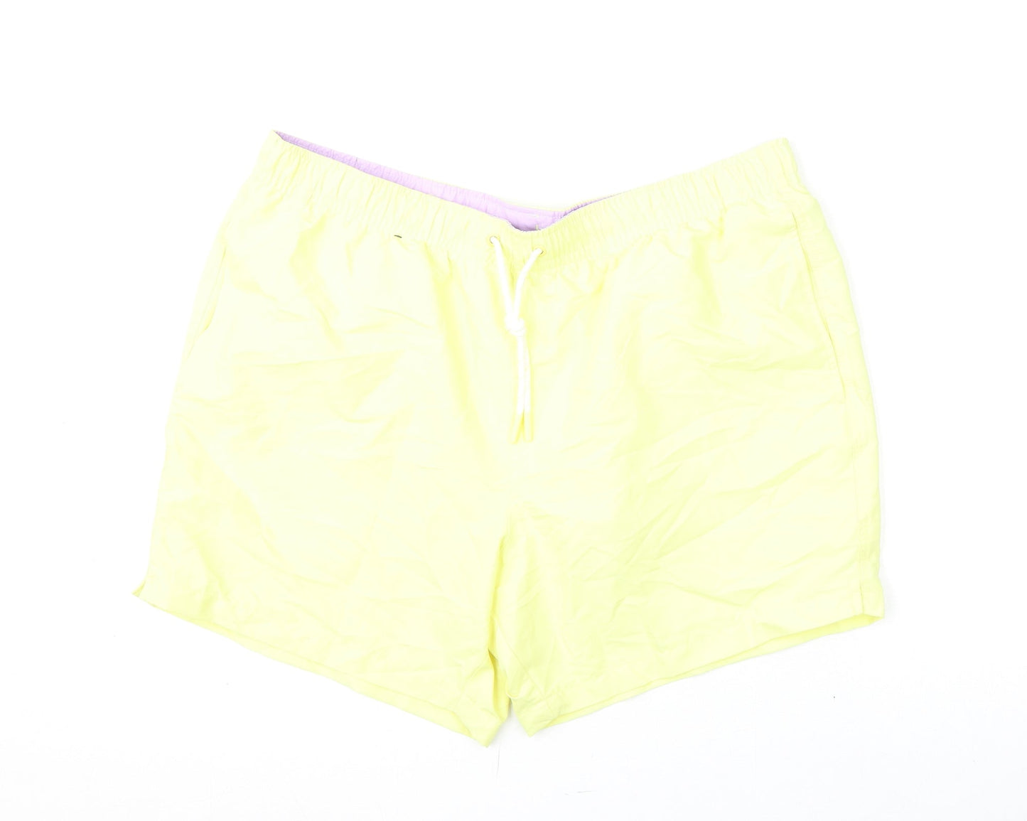 Marks and Spencer Mens Yellow Polyester Bermuda Shorts Size XL L6 in Regular Drawstring - Swim Shorts