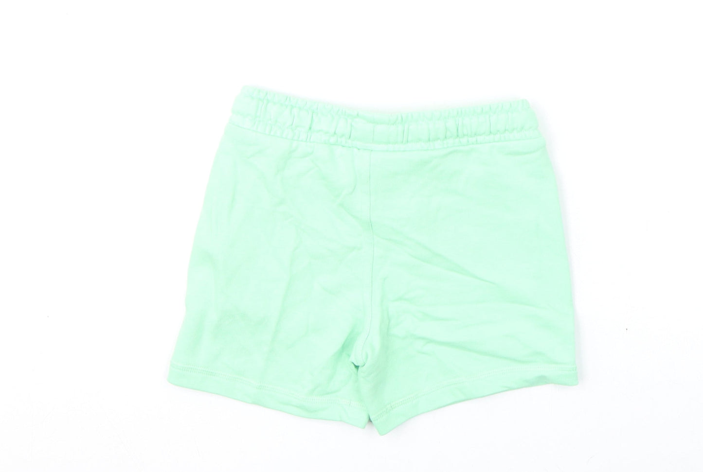 Marks and Spencer Boys Green Cotton Sweat Shorts Size 3-4 Years Regular Drawstring