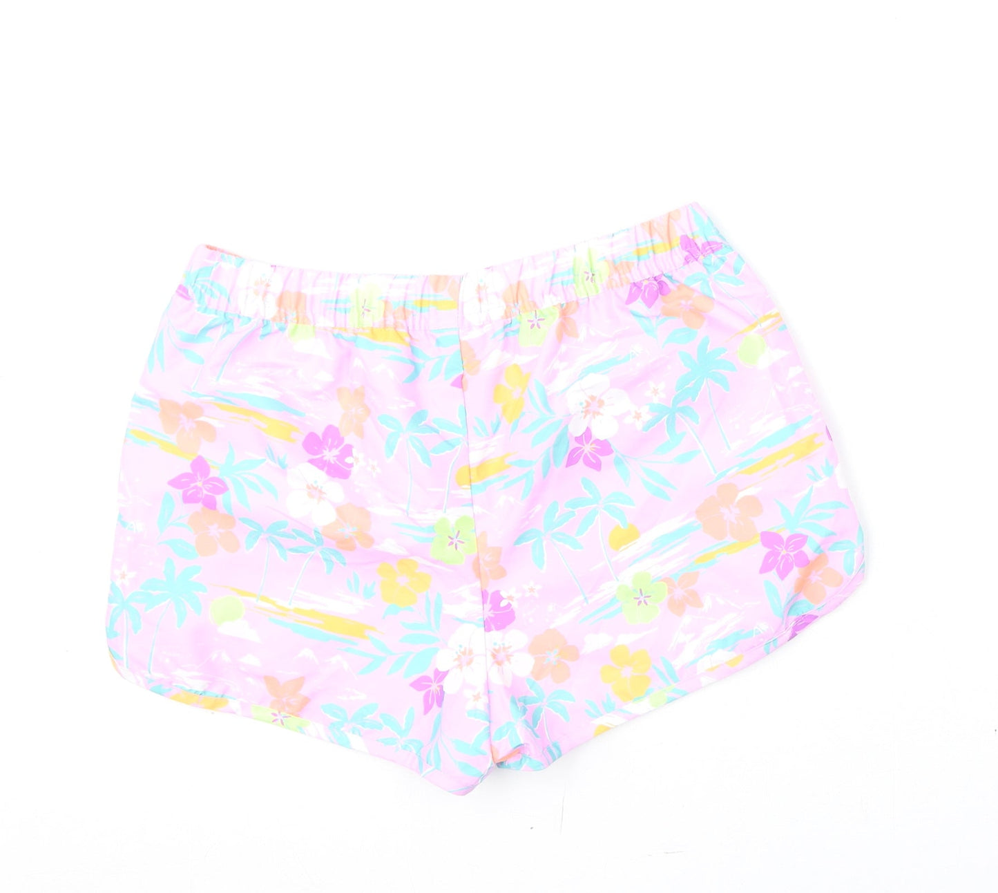 Marks and Spencer Girls Multicoloured Geometric Polyester Sweat Shorts Size 12-13 Years Regular Drawstring - Flowers, Palm Trees