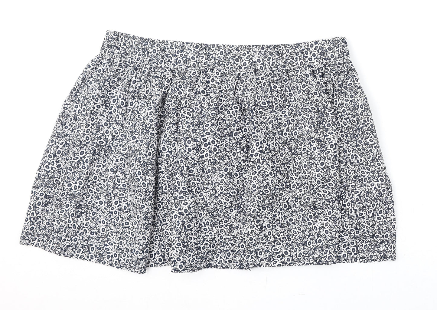 Marks and Spencer Womens Blue Floral Cotton Flare Skirt Size 20