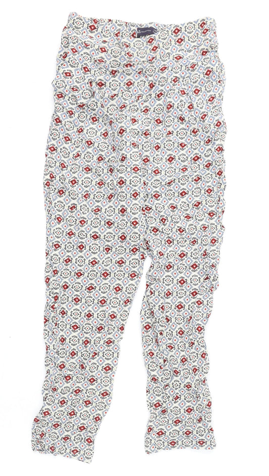 Marks and Spencer Womens Multicoloured Geometric Viscose Trousers Size 6 L23 in Regular