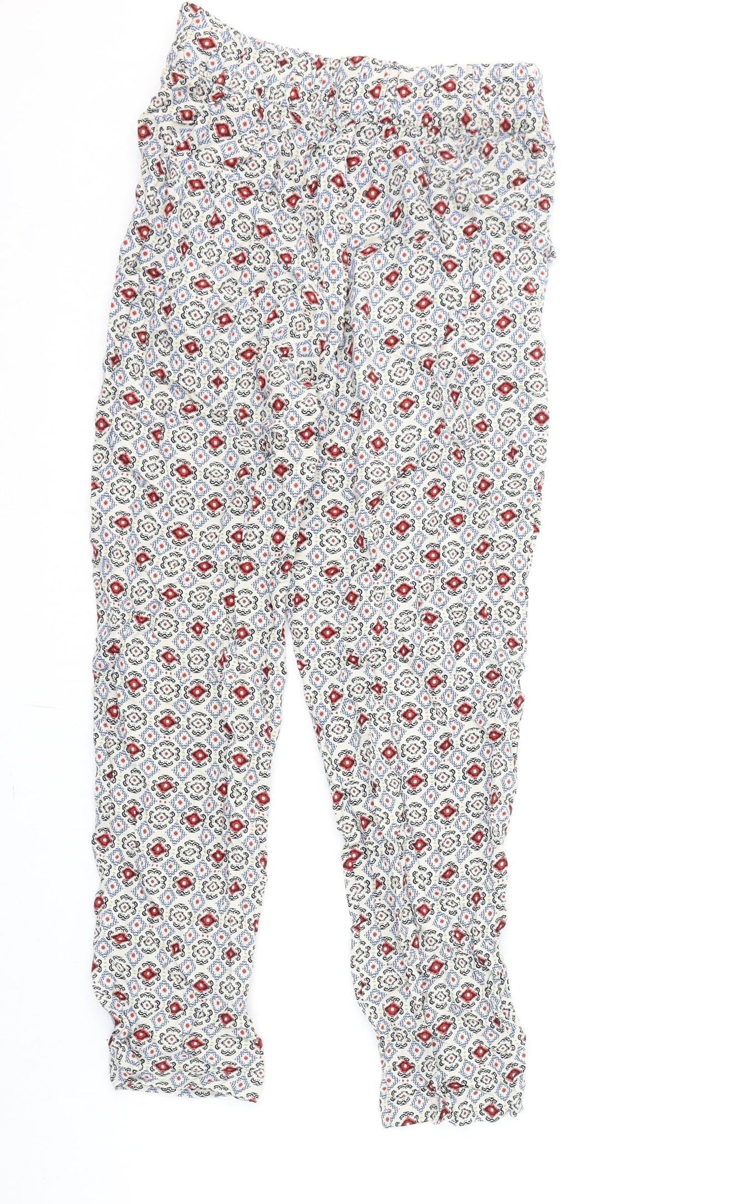 Marks and Spencer Womens Multicoloured Geometric Viscose Trousers Size 6 L23 in Regular