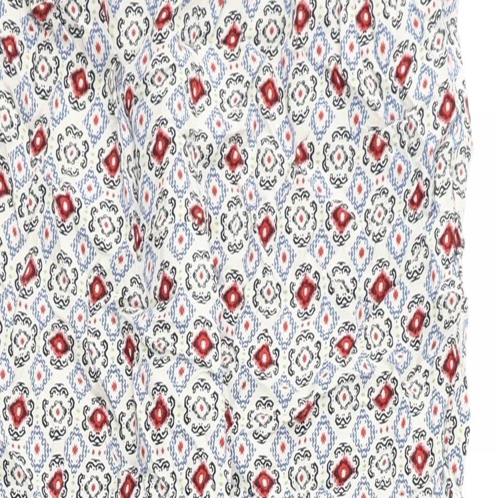 Marks and Spencer Womens Multicoloured Geometric Viscose Trousers Size 6 L23 in Regular
