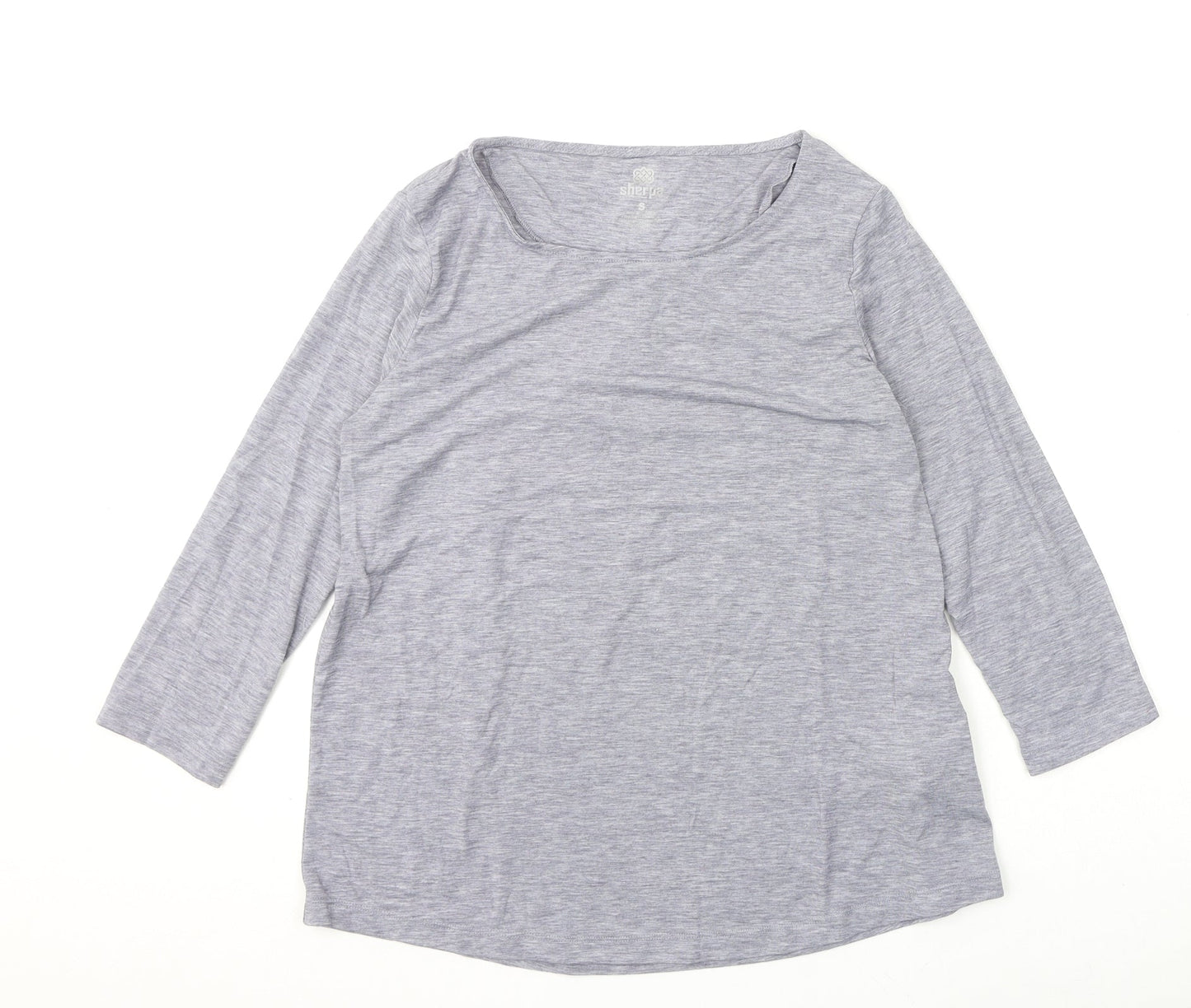 Sherpa Womens Grey Polyester Basic T-Shirt Size S Round Neck