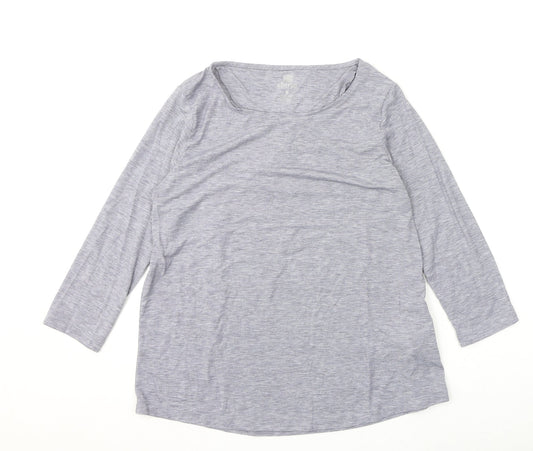 Sherpa Womens Grey Polyester Basic T-Shirt Size S Round Neck