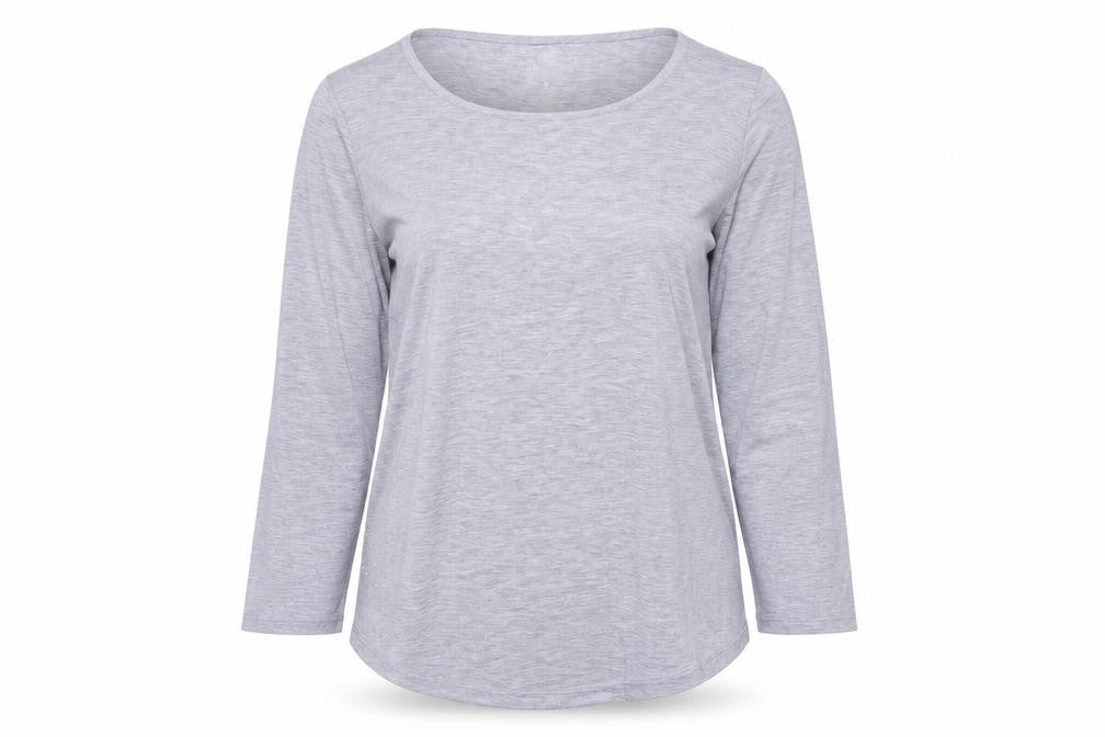 Sherpa Womens Grey Polyester Basic T-Shirt Size S Round Neck