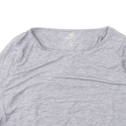 Sherpa Womens Grey Polyester Basic T-Shirt Size S Round Neck