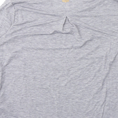 Sherpa Womens Grey Polyester Basic T-Shirt Size S Round Neck
