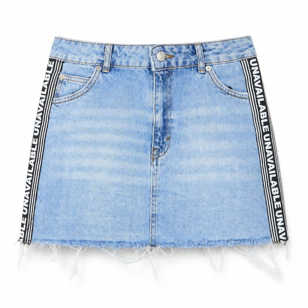 Topshop Womens Blue Cotton Mini Skirt Size 10 Zip - Unavailable