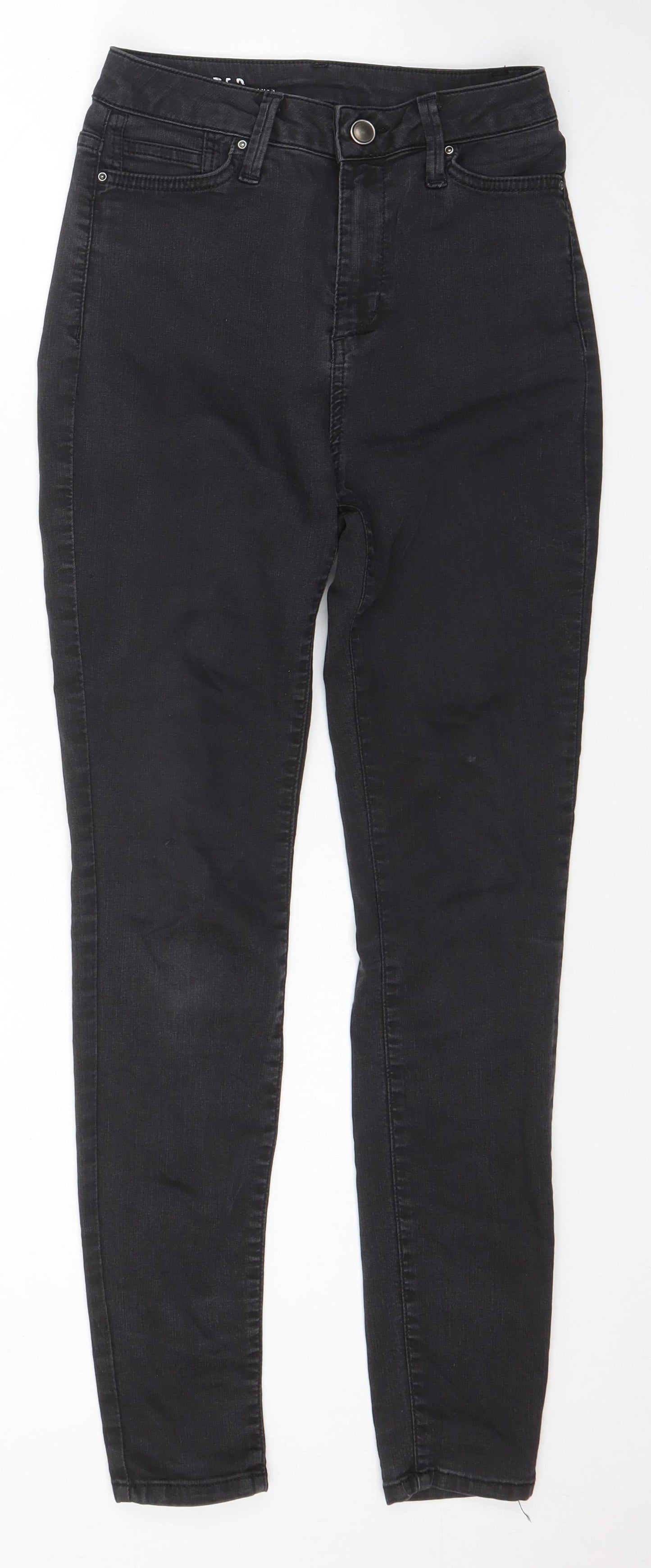 Marks and Spencer Womens Black Cotton Skinny Jeans Size 8 L26 in Regular Zip