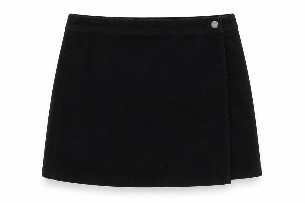 ASOS Womens Black Cotton Wrap Skirt Size 10 Button