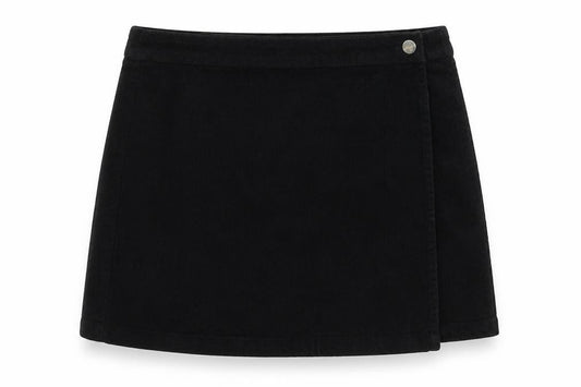 ASOS Womens Black Cotton Wrap Skirt Size 10 Button