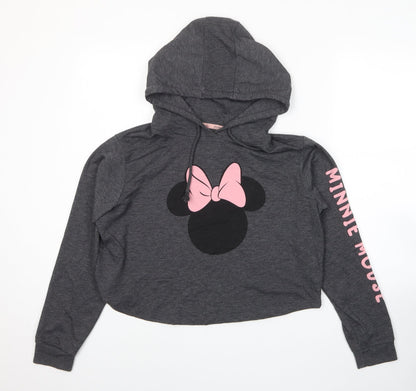 Preloved Disney Womens Grey Cotton Pullover Hoodie Size 12 Pullover - Minnie Mouse - Front