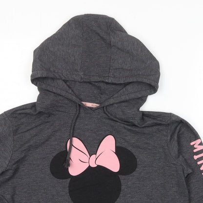 Preloved Disney Womens Grey Cotton Pullover Hoodie Size 12 Pullover - Minnie Mouse - Detail