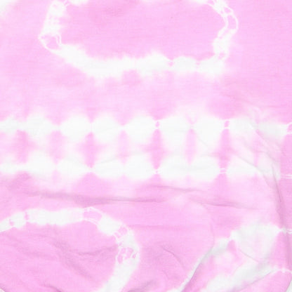 Preloved Gildan Girls Pink Cotton Pullover Hoodie Size L Pullover - Tie Dye - Label
