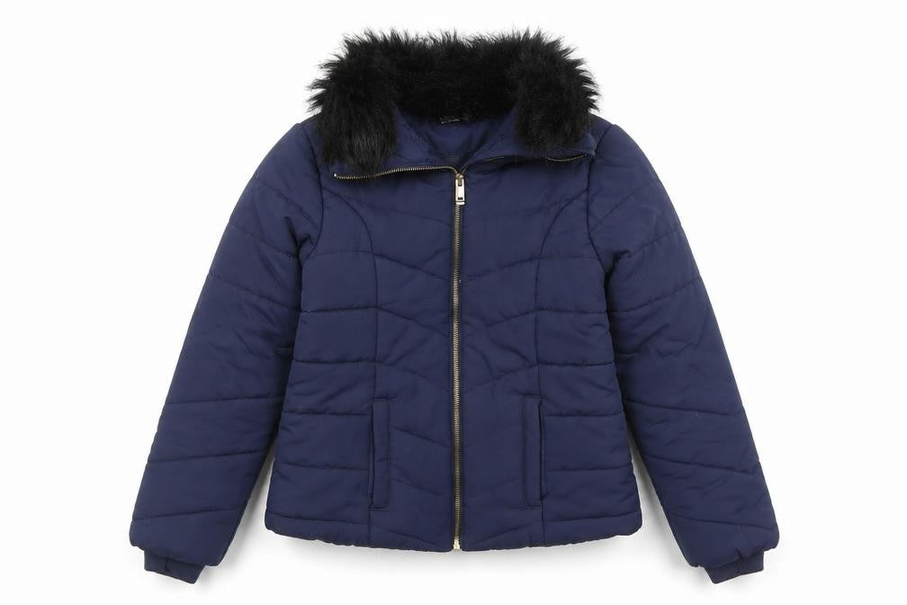 H&M Girls Blue Puffer Jacket Coat Size 11-12 Years Zip