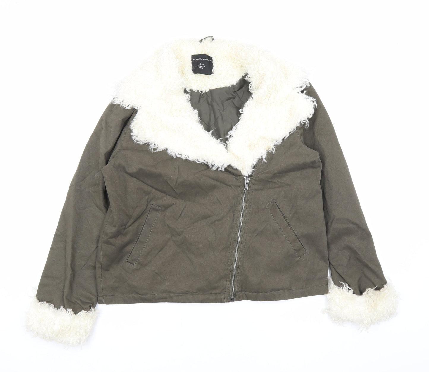 Dorothy Perkins Womens Green Jacket Size 14 Zip