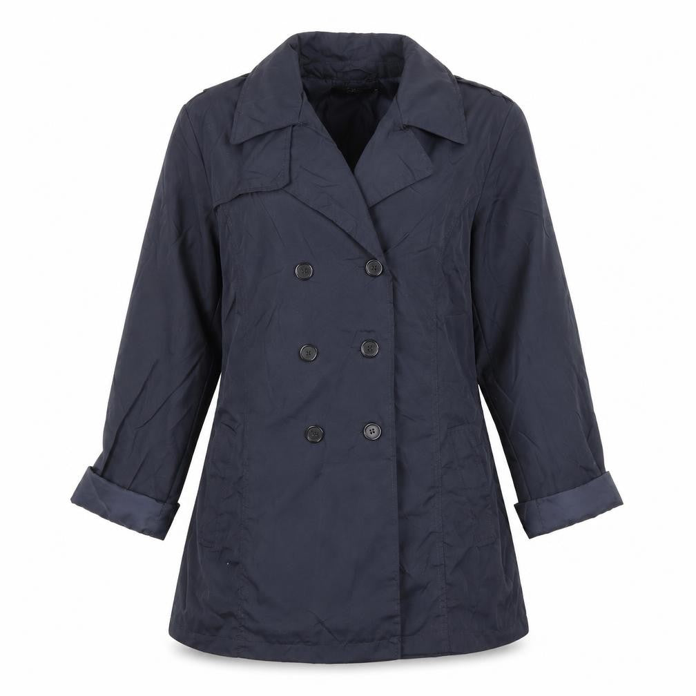 David Perry Womens Blue Trench Coat Jacket Size M Button