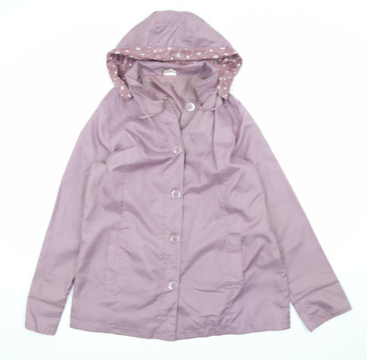 Anne De Lancay Womens Purple Rain Coat Jacket Size 14 Button