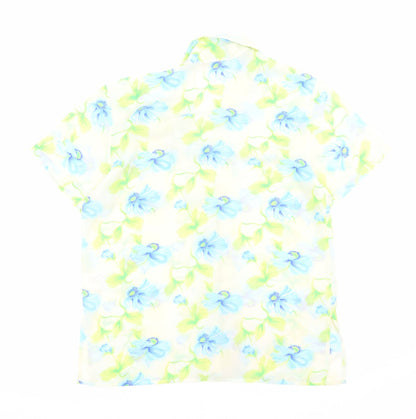Back view of Soon women’s multicoloured floral polyester basic button-up, size UK 12, collared