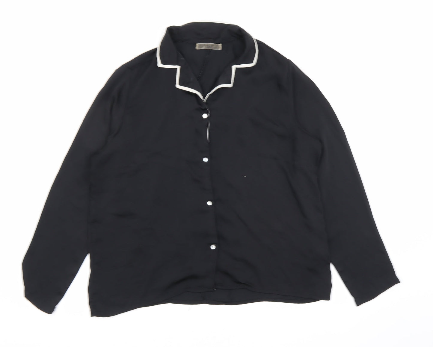 Mango Womens Black Polyester Basic Button-Up Size S Collared
