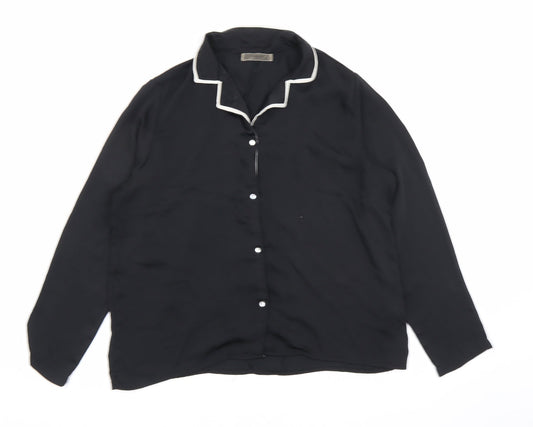 Mango Womens Black Polyester Basic Button-Up Size S Collared