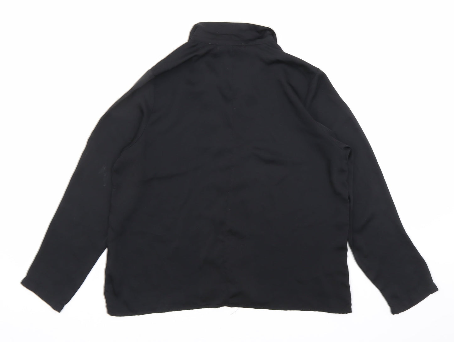 Mango Womens Black Polyester Basic Button-Up Size S Collared