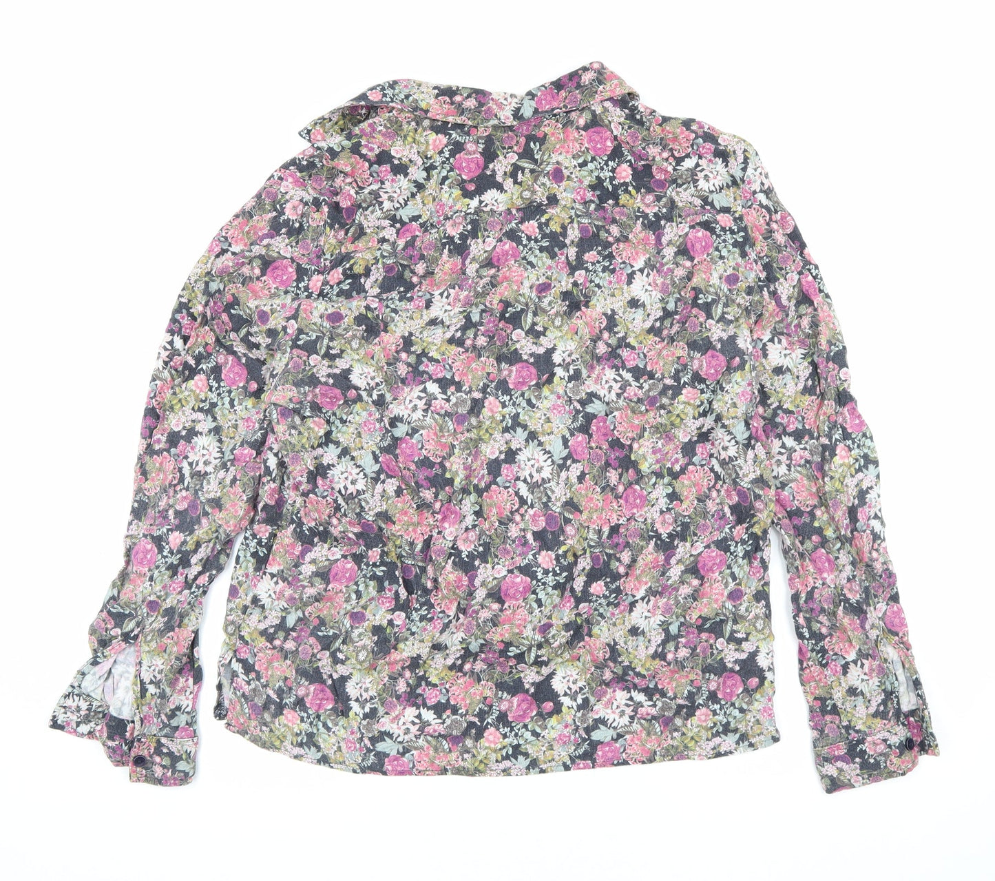 Country Collection Womens Multicoloured Floral Viscose Basic Button-Up Size 16 Collared