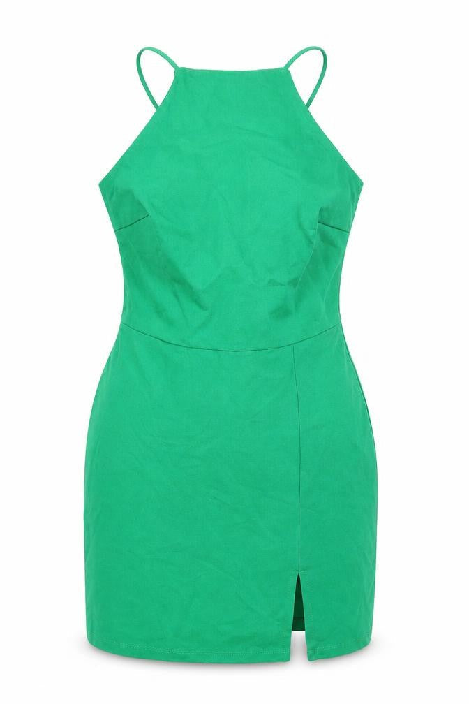 Stradivarius Womens Green Viscose Mini Size M Halter Pullover