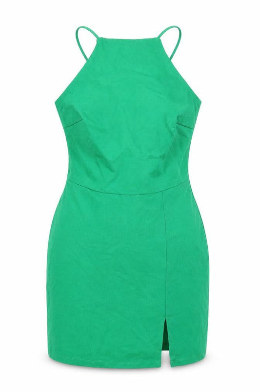 Stradivarius Womens Green Viscose Mini Size M Halter Pullover