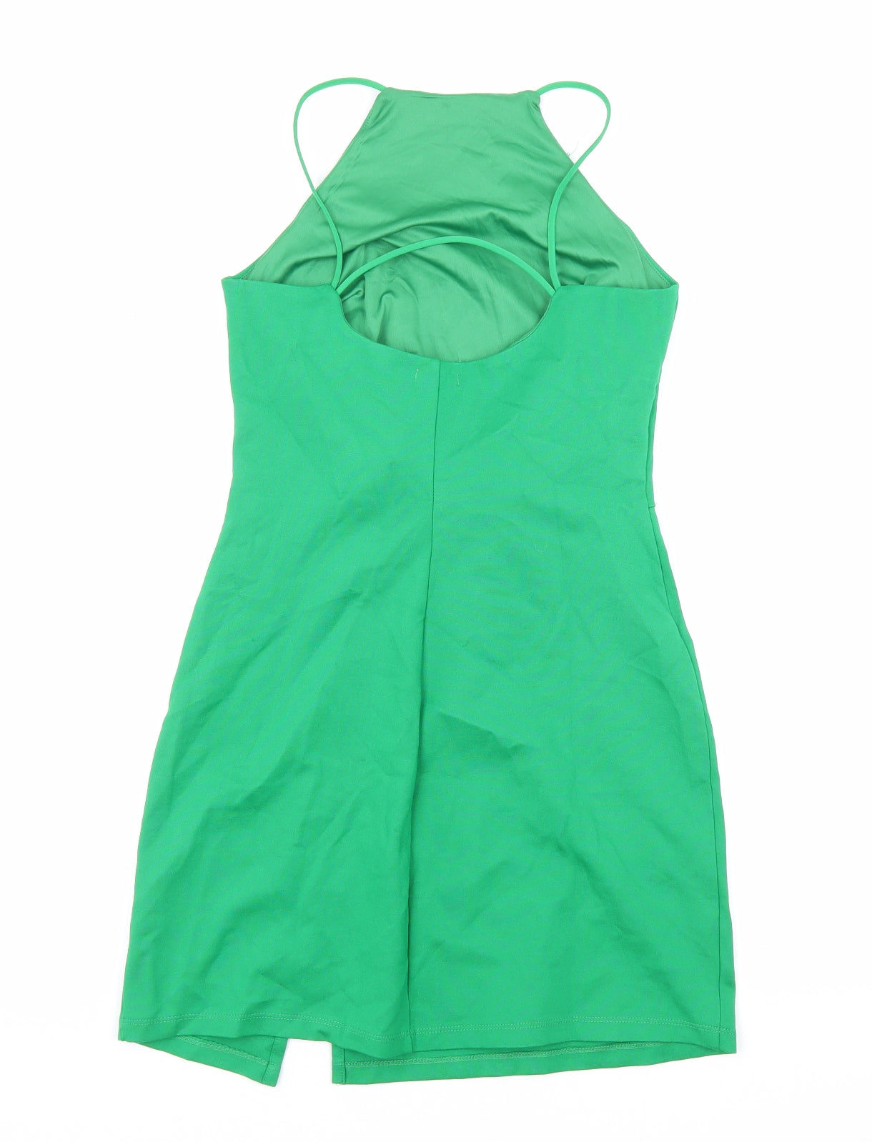Stradivarius Womens Green Viscose Mini Size M Halter Pullover