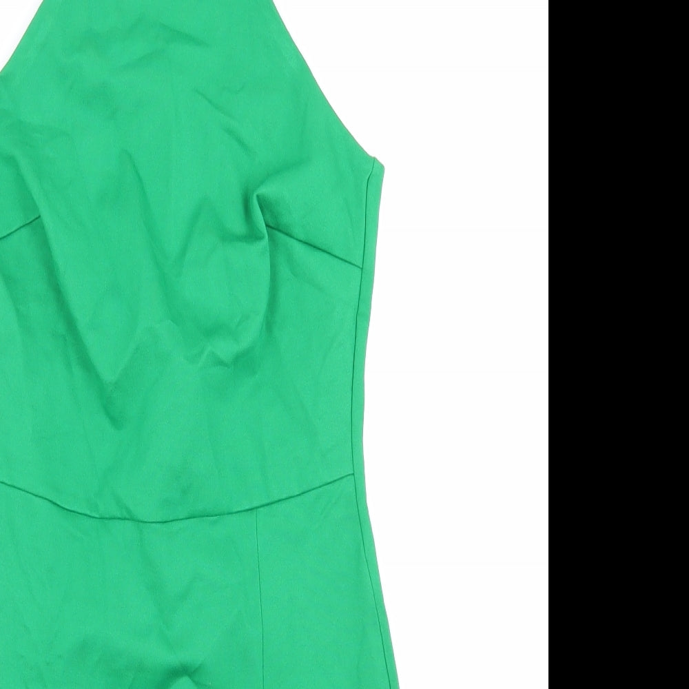 Stradivarius Womens Green Viscose Mini Size M Halter Pullover