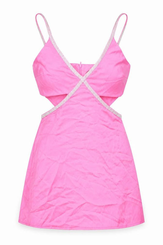Stradivarius Womens Pink Polyester Mini Size M V-Neck Zip - Sparkle