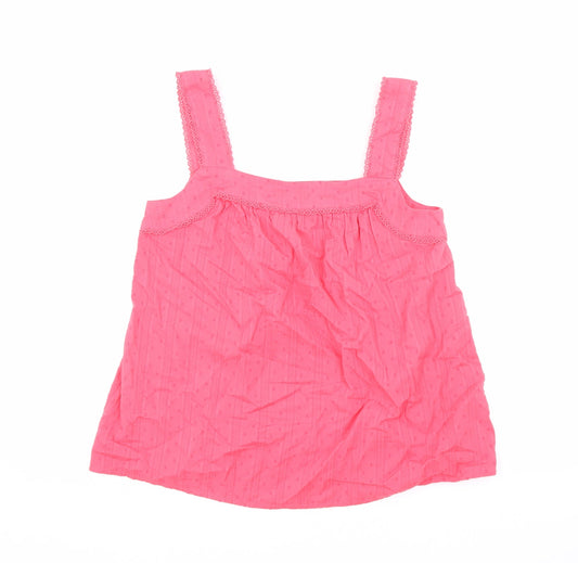 Marks and Spencer Womens Pink Polka Dot Cotton Basic Tank Size 8 Square Neck
