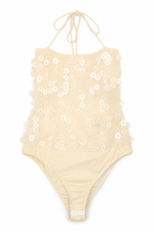 Zara Womens Beige Flecked Polyester Bodysuit One-Piece Size S L10 in Snap