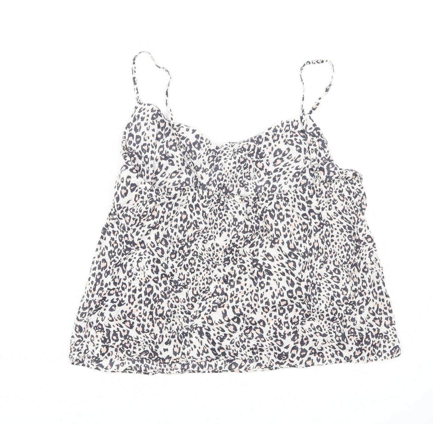 Marks and Spencer Womens Beige Animal Print Cotton Camisole Tank Size 14 V-Neck - Leopard print