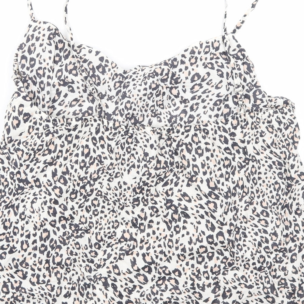 Marks and Spencer Womens Beige Animal Print Cotton Camisole Tank Size 14 V-Neck - Leopard print
